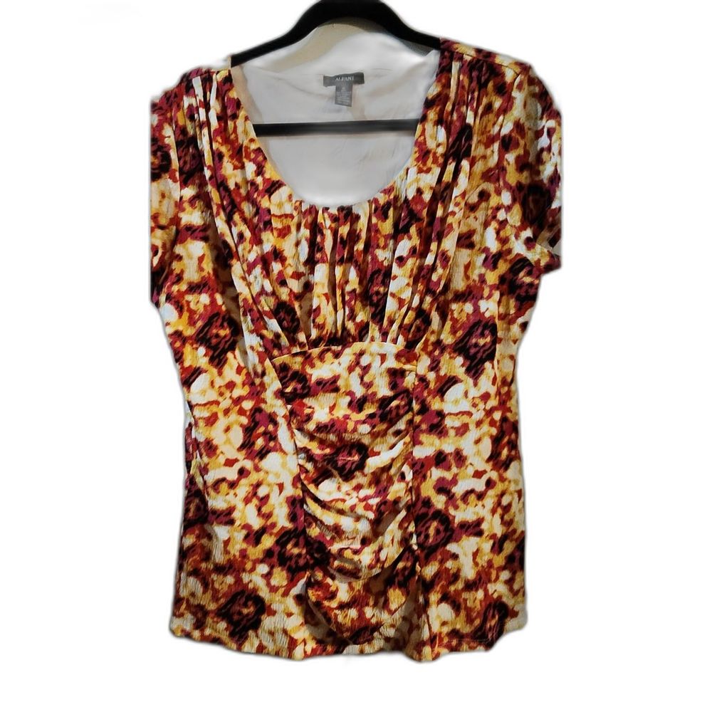 Alfani short sleeve blouse with ruching, Size XL
